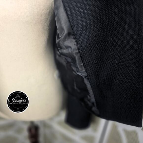 Talbots Black Textured Military Style Full Moto Zip Jacket Blazer Size 6 - Picture 8 of 13